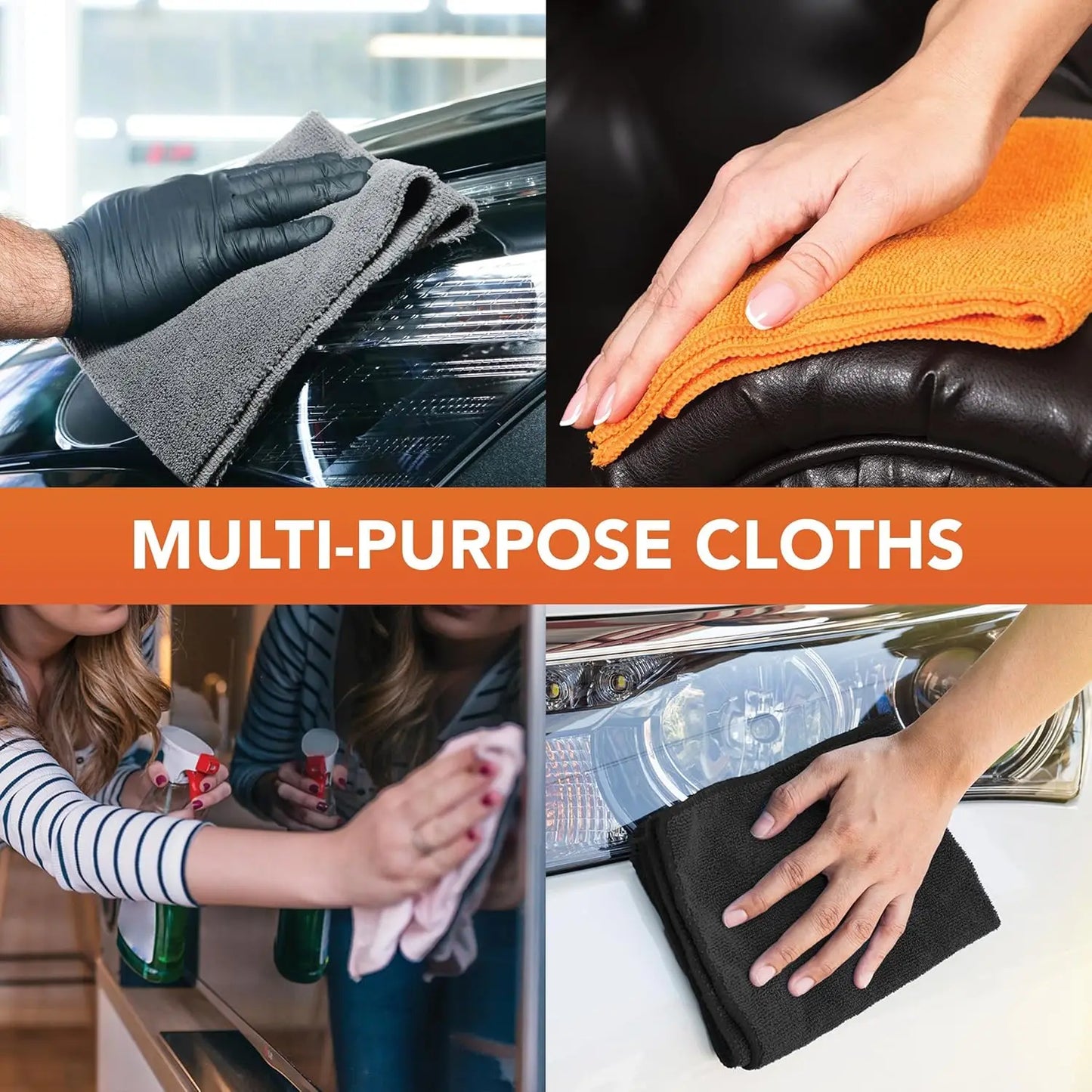 8pcs Large Microfiber Cleaning Cloths - High Absorbency, Reusable Multi-Purpose Towels for Floors, Kitchen, Windows, and More