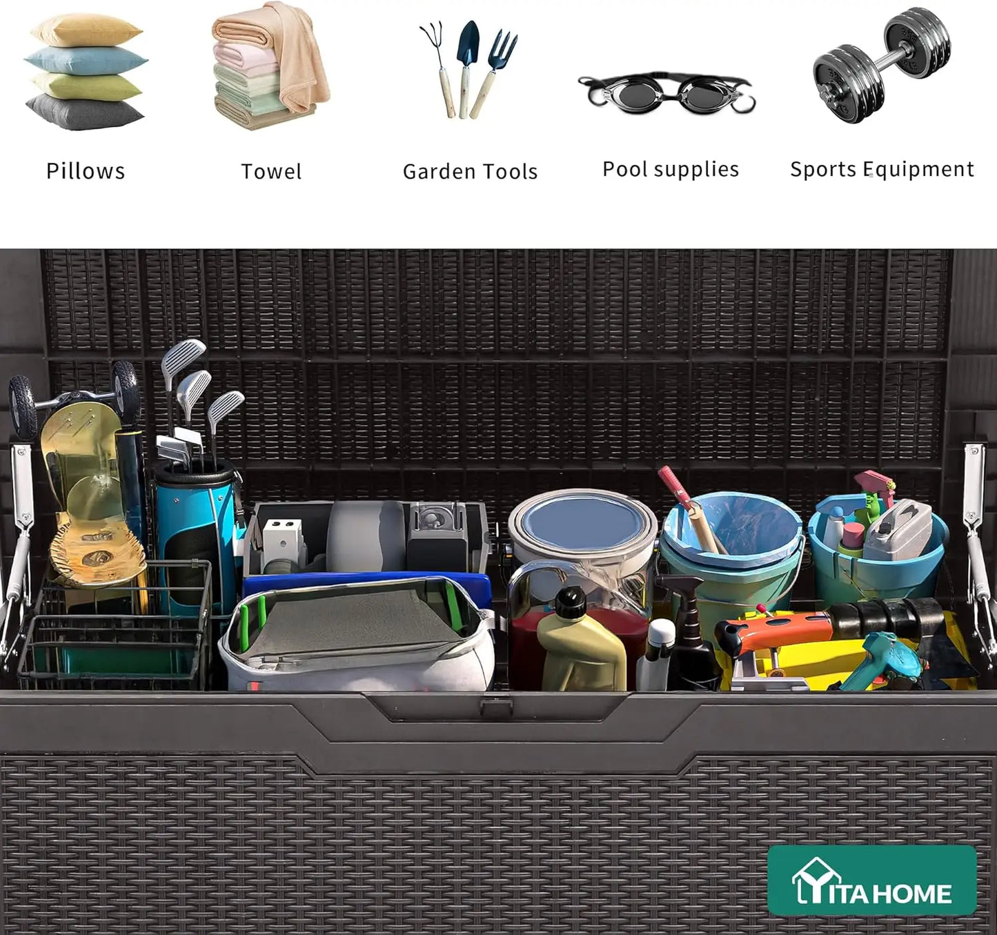 100‑Gallon Resin Deck Box – Large Water‑Resistant Outdoor Storage Container with Lockable Lid