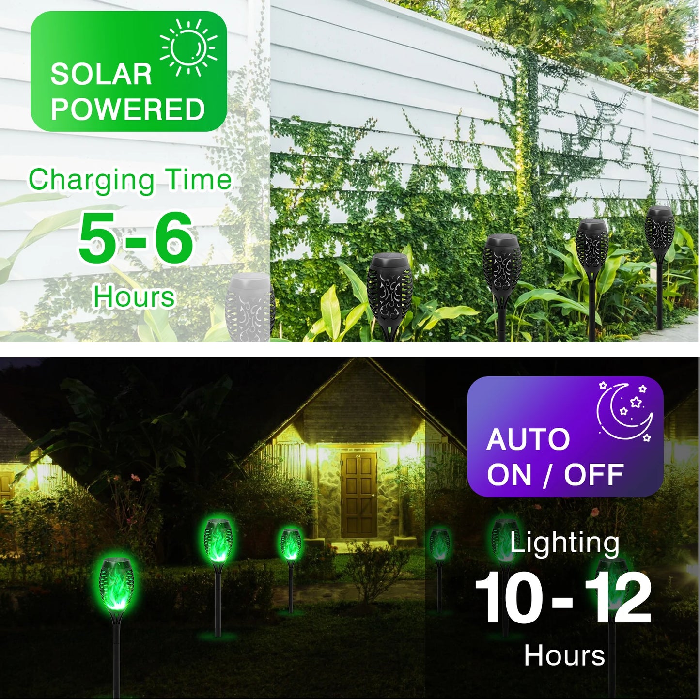 Solar Flame Torch Lights – LED Flickering Outdoor Pathway Lamps (4/6/8/12 Pack)