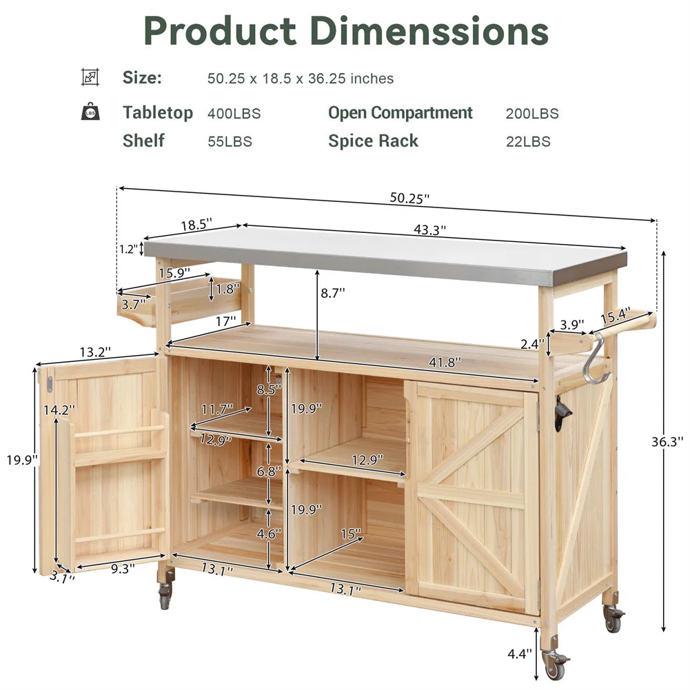 Mobile Outdoor Bar Cart – Portable Beverage Station with Built‑In Storage