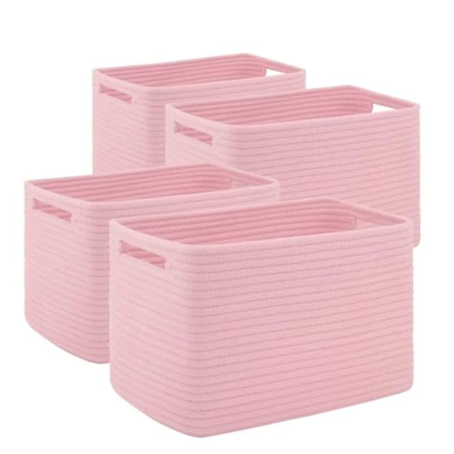 Minimalist Woven Closet Organizer Bins | Set of 4