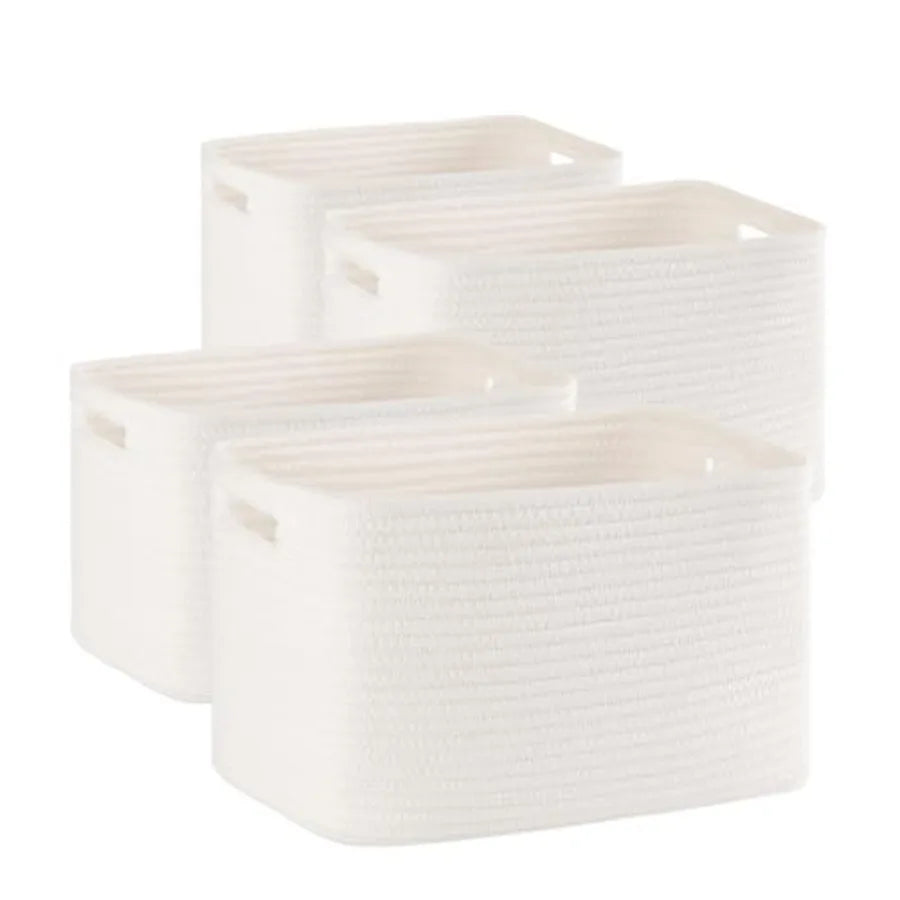 Minimalist Woven Closet Organizer Bins | Set of 4