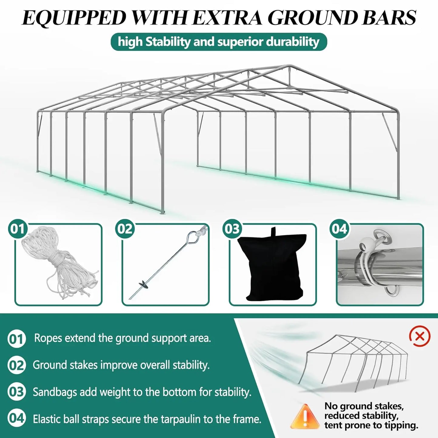 20×40 Heavy‑Duty Party Tent – Outdoor Event Canopy with Removable Sidewalls & 4 Sandbags