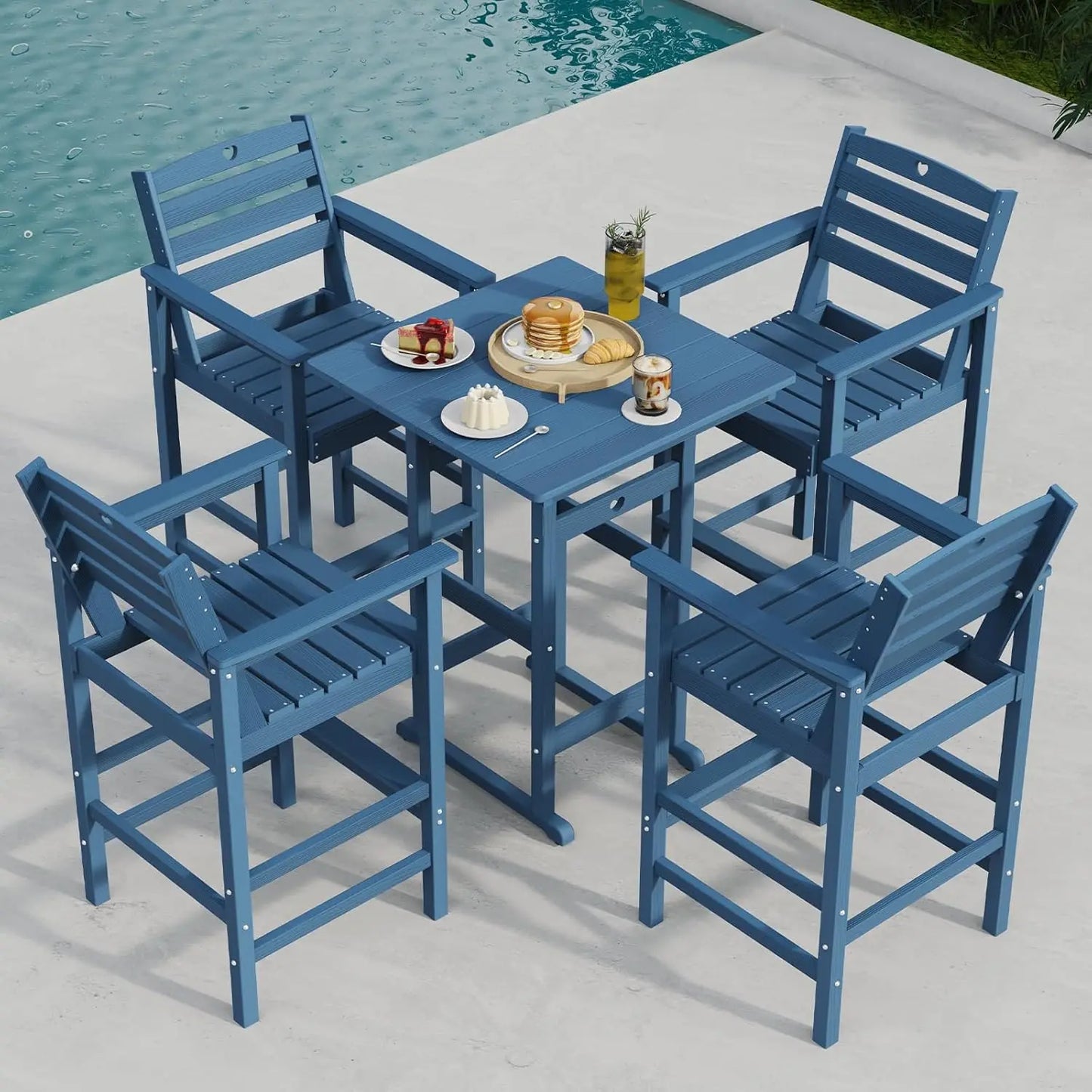 5pc Weather-Resistant Table & Chairs - Bar Height