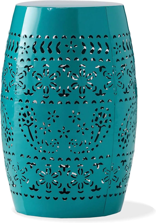Outdoor 12" Iron Side Table, Teal