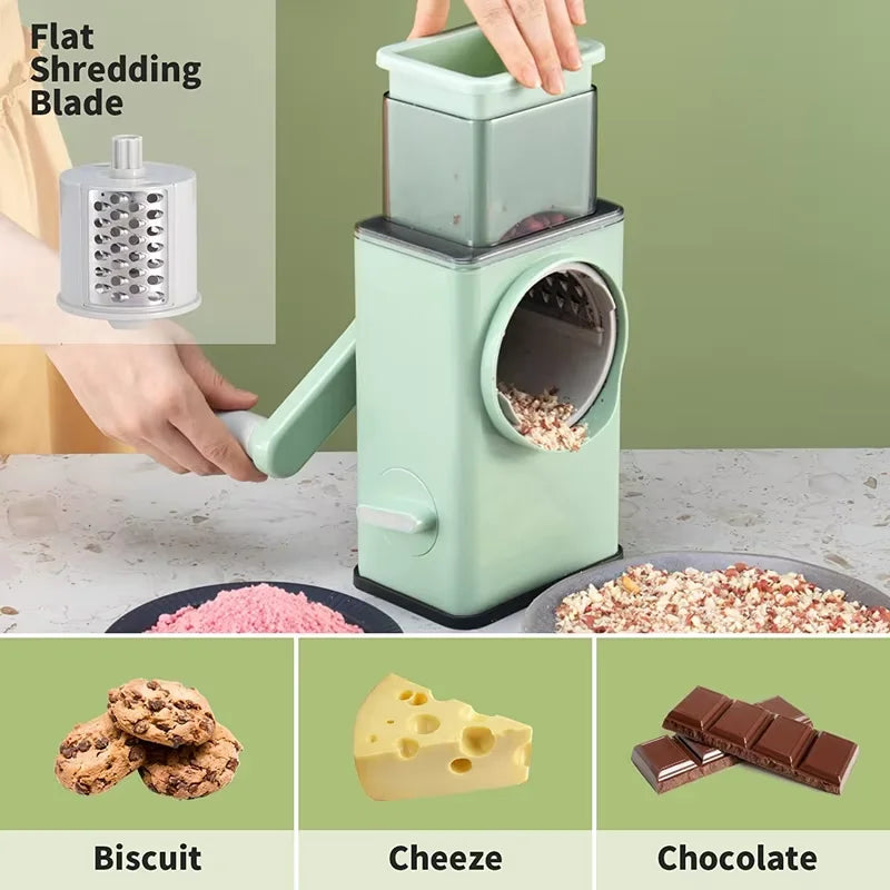 Rotary Cheese Grater 6 in 1 Hand Crank Vegetable Slicer Shredder - Veggie Slicer Grater Nut Chopper for Kitchen