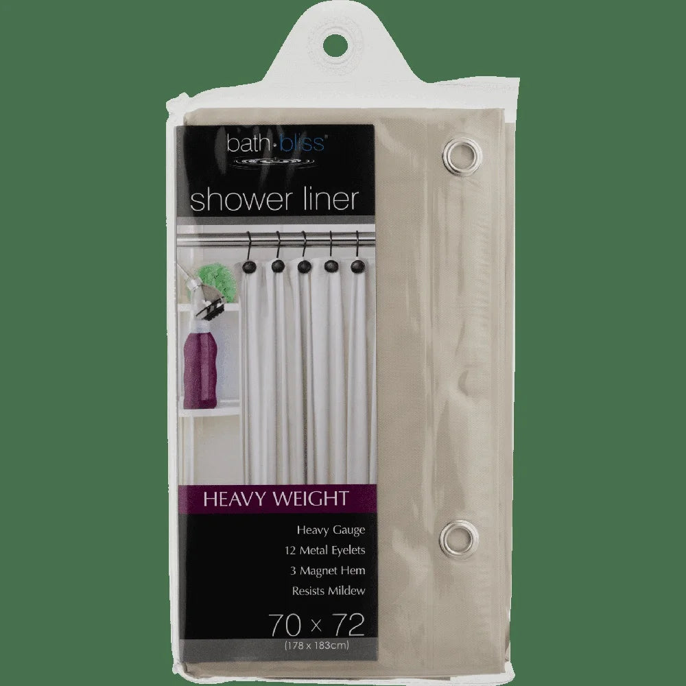 Premium Waterproof Shower Curtain Liner Mildew Resistant with 3 Magnets and 12 Metal Eyelets 70x72 Inches Heavy Gauge PVC