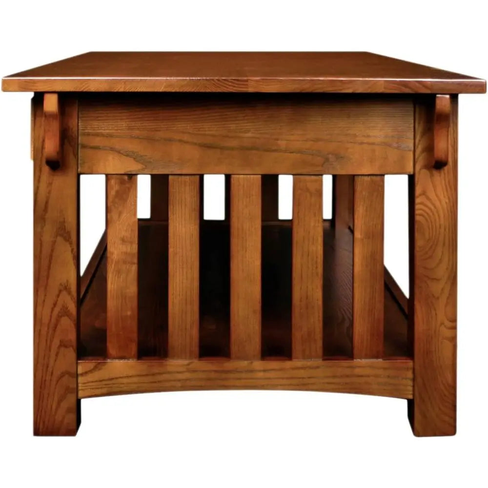 Mission Impeccable Coffee Table - Solid Wood with 2 Drawers & Shelf