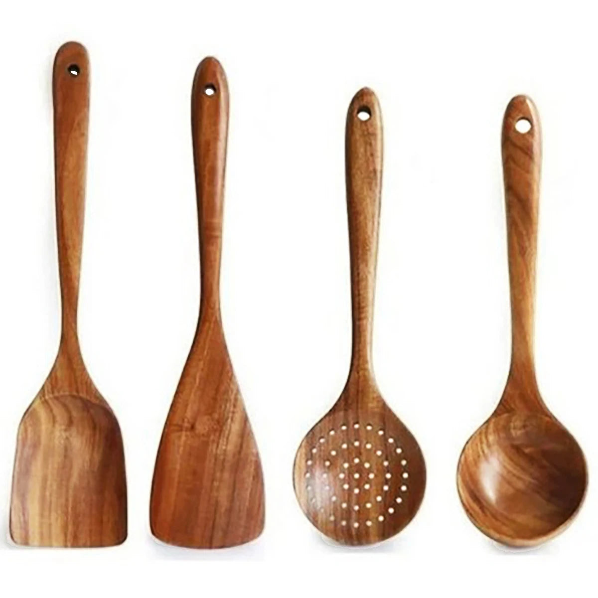 Wood Kitchenware Cooking Set With storage bucket