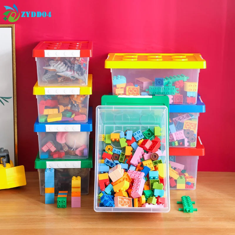 Kids Building Block Storage Box – 1‑Piece Plastic Toy Organizer & Snack Case Container