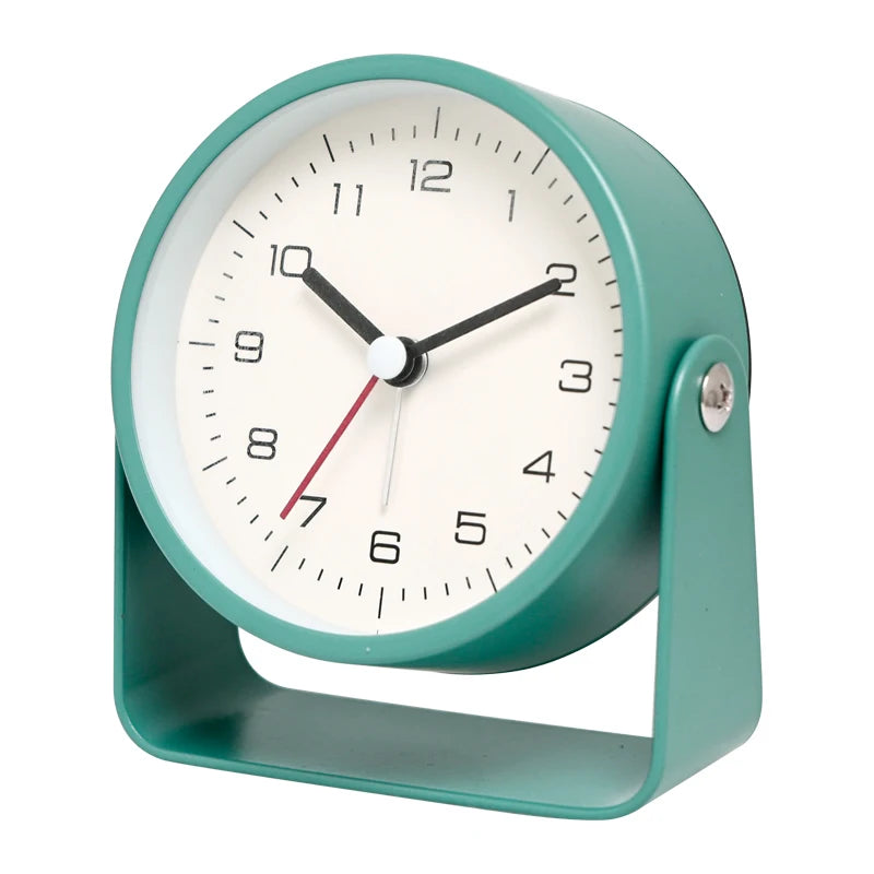Creative Metal Swivel Desk Clock – Silent Retro Bedside Alarm