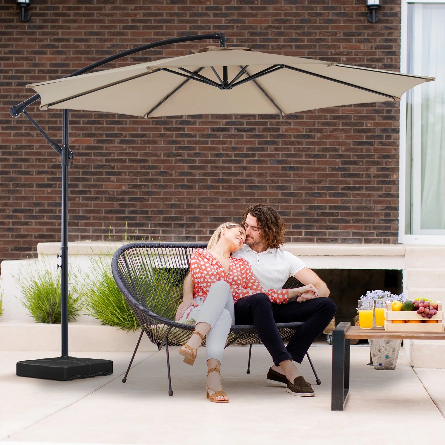 10FT Hanging Cantilever Patio Umbrella – Easy Tilt, UV Protection & 8 Sturdy Ribs for Backyard Patio