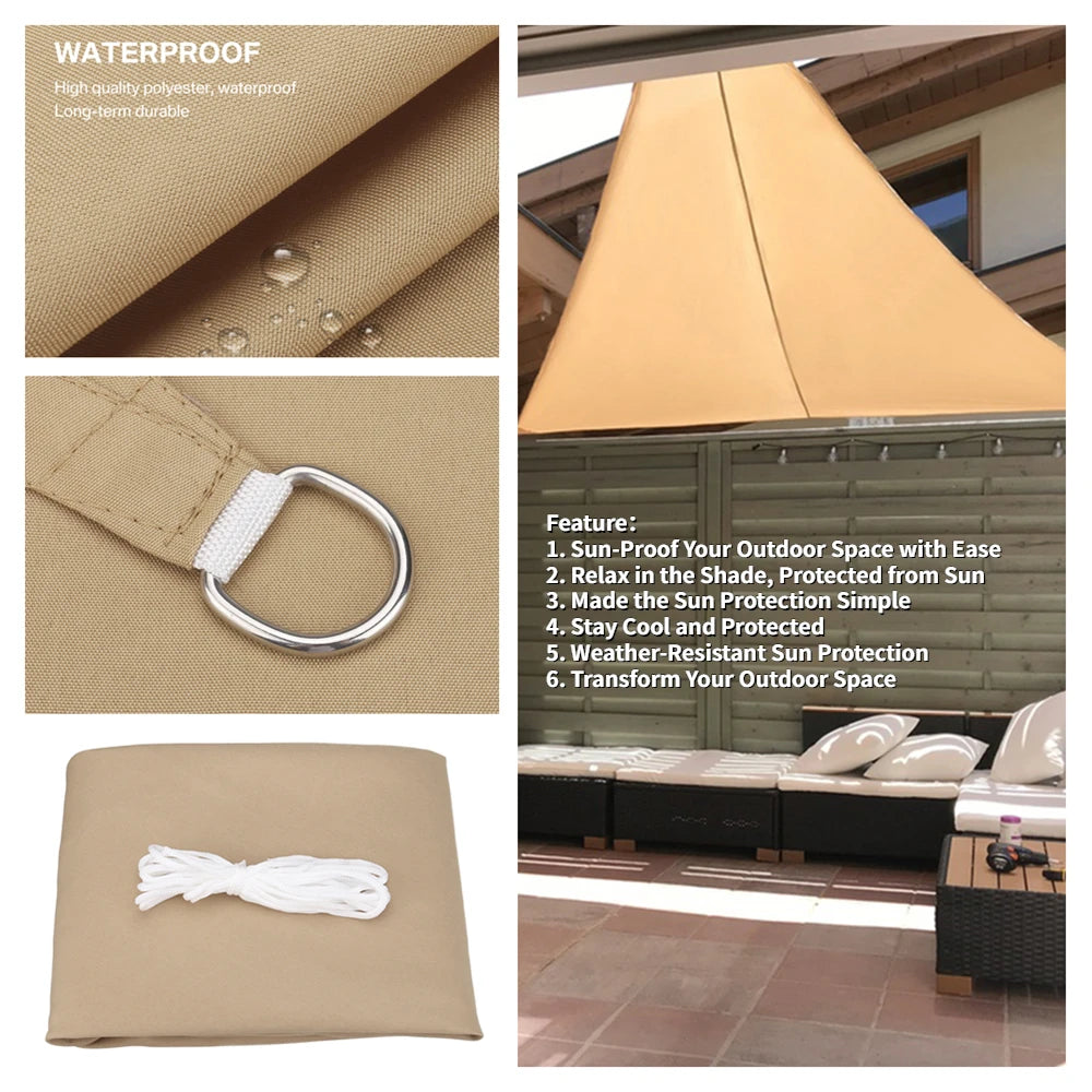 Triangle Sun Shade Sail – Waterproof UV‑Protection Canopy for Patio, Garden, Pool & Backyard