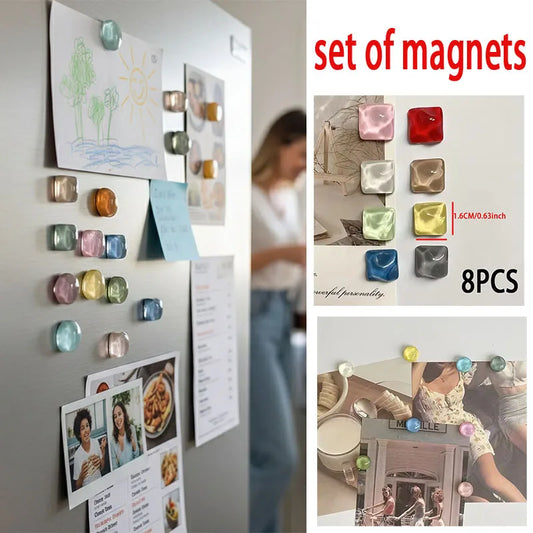8 PCS/SET Lovely Irregular Polygon Magnetic Refrigerator Magnets Colorful Magnetic Stickers Photo Whiteboard Message Decorative