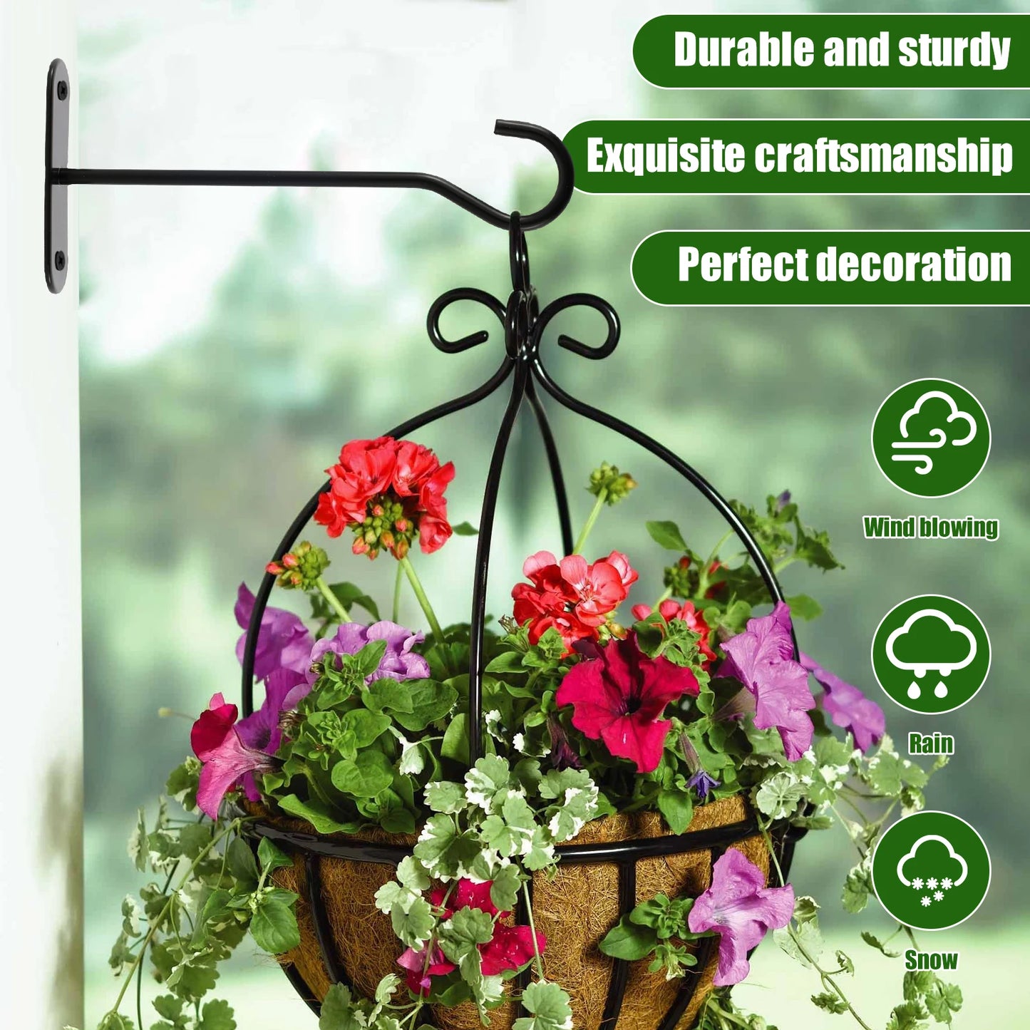 4Pcs Metal Plant Hooks Wall-Mounted  For Hanging Baskets, Bird Feeders and Lanterns