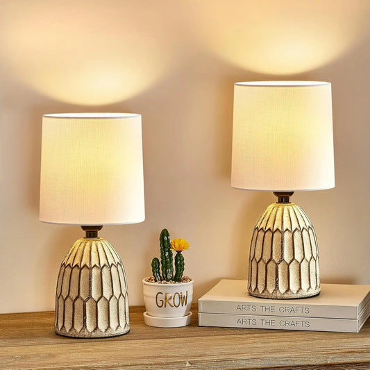 Ceramic Table Lamps – 13.5" Hand‑Painted Style for Bedroom, Living Room & Office (Set of 2)