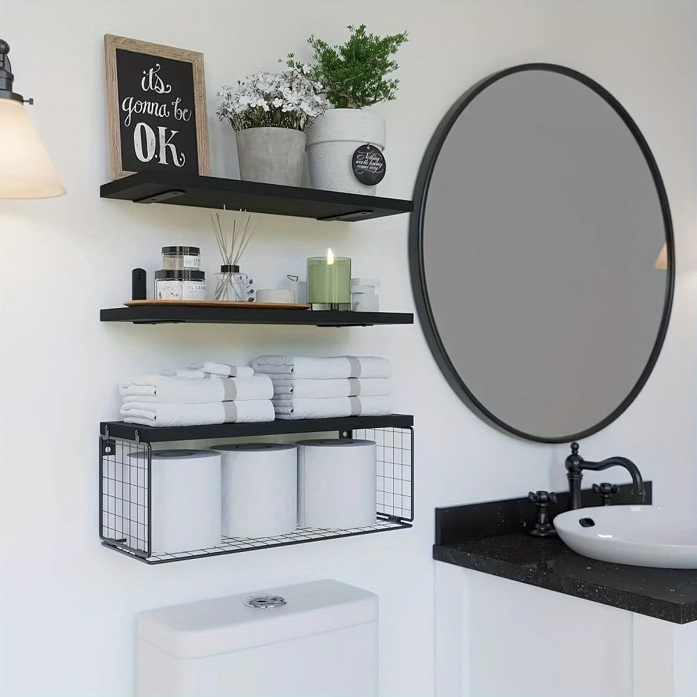 Wall Mounted Floating Shelves 3 Wood Shelves
