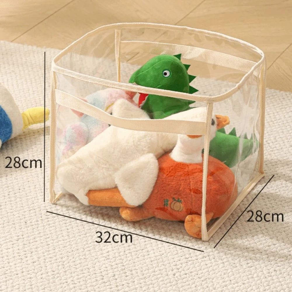 Transparent Doll Storage Basket with Handle - Space Saving Large-capacity Organizer for Children's Toys