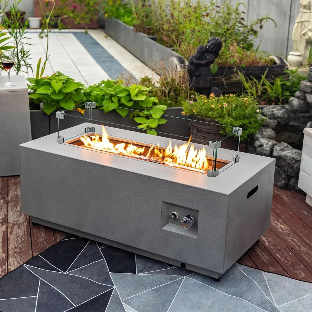 42" x 20" Outdoor Rectangular Propane Fire Pit Table