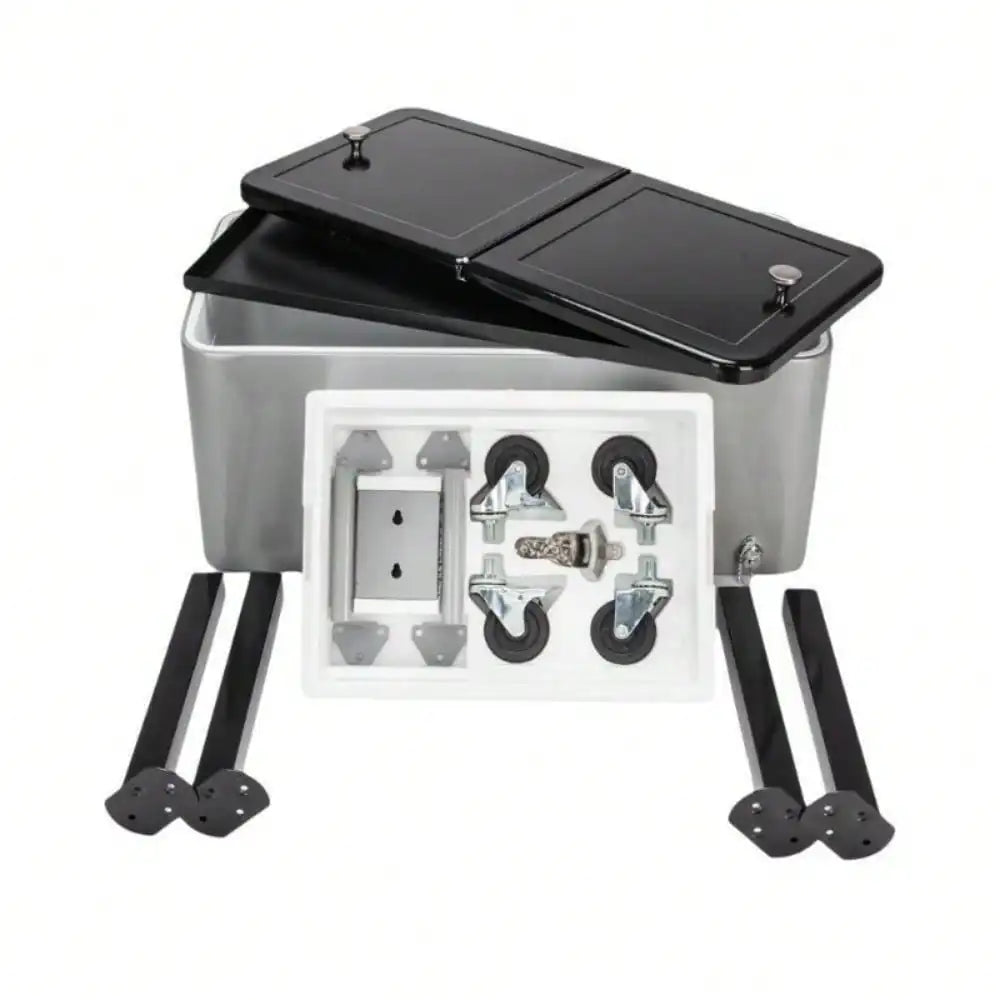 80QT Rolling Patio Cooler – Outdoor Party Ice Chest & Beverage Cart with Wheels