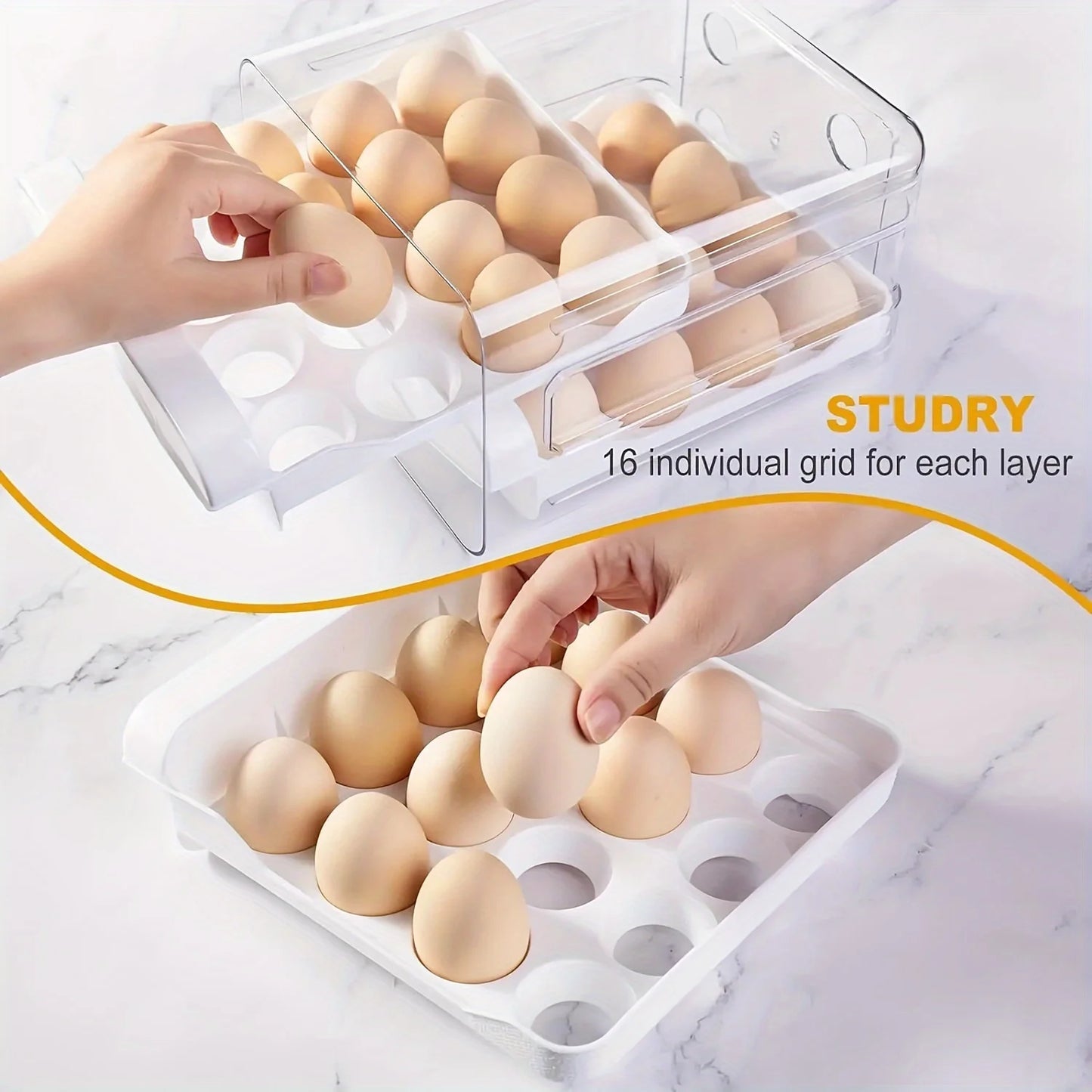 Refrigerator Egg Holder Double Layer With Handle