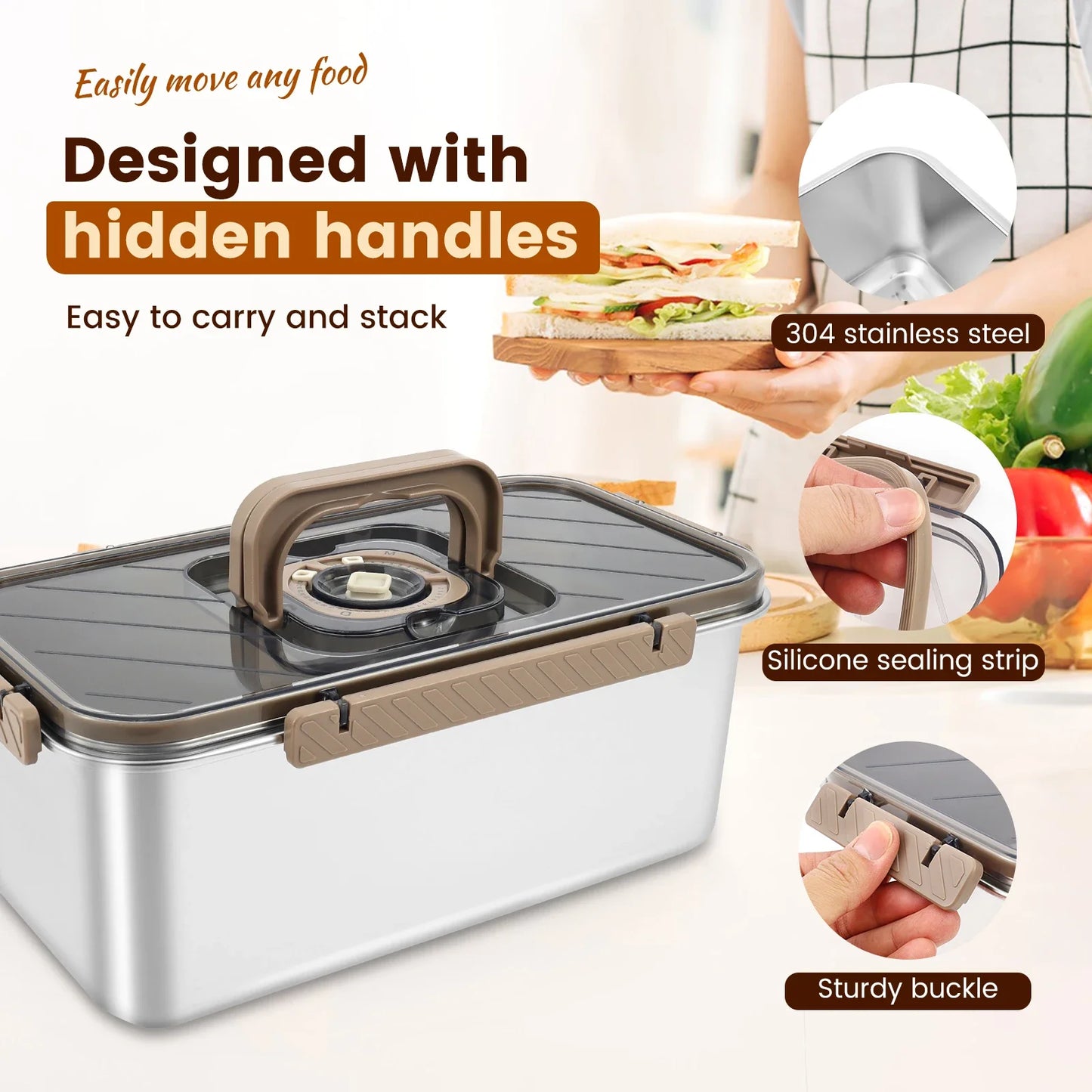 Steel Bread Box with Handle