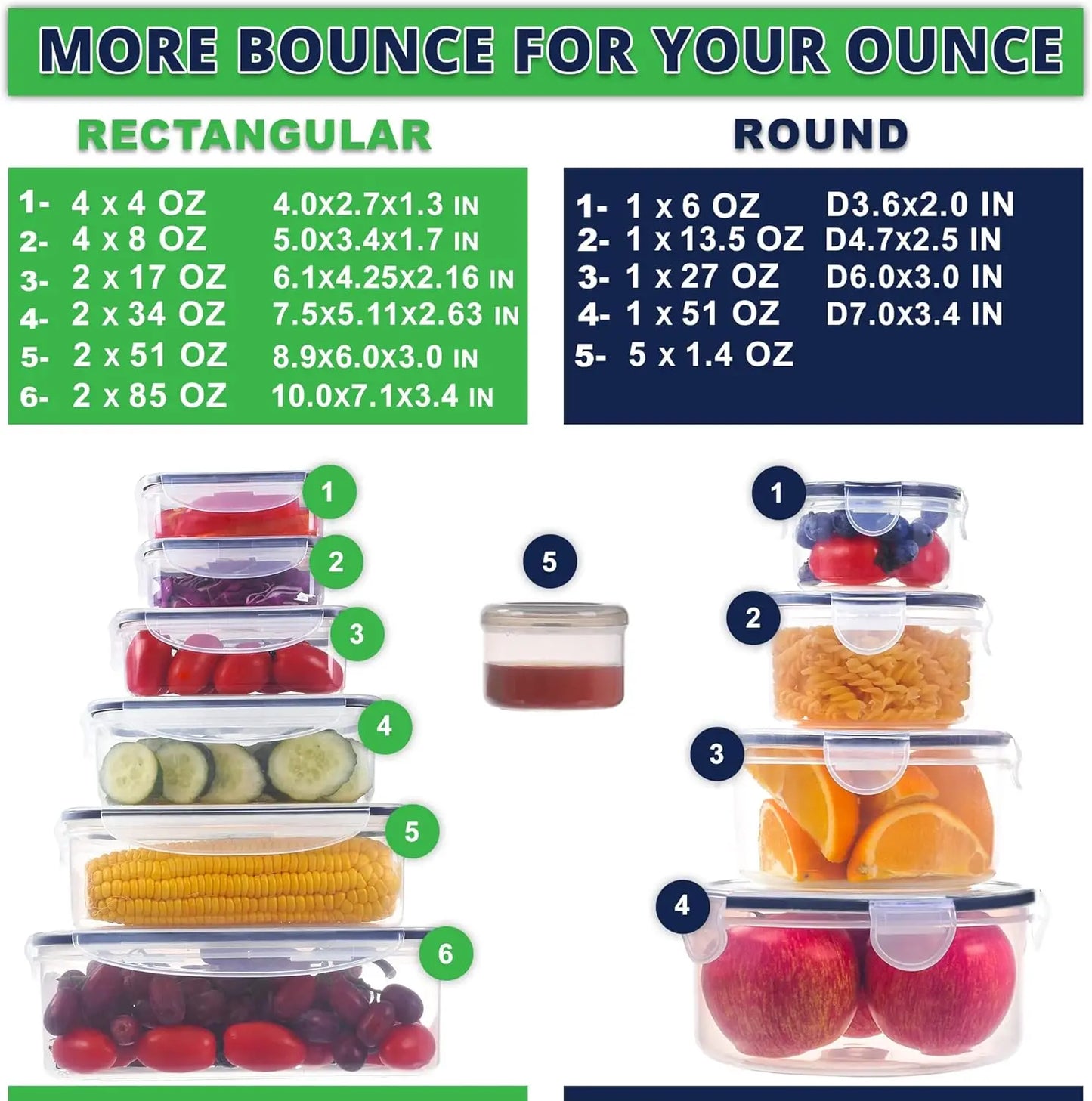 50 Pcs Large Food Storage Containers with Lids Airtight