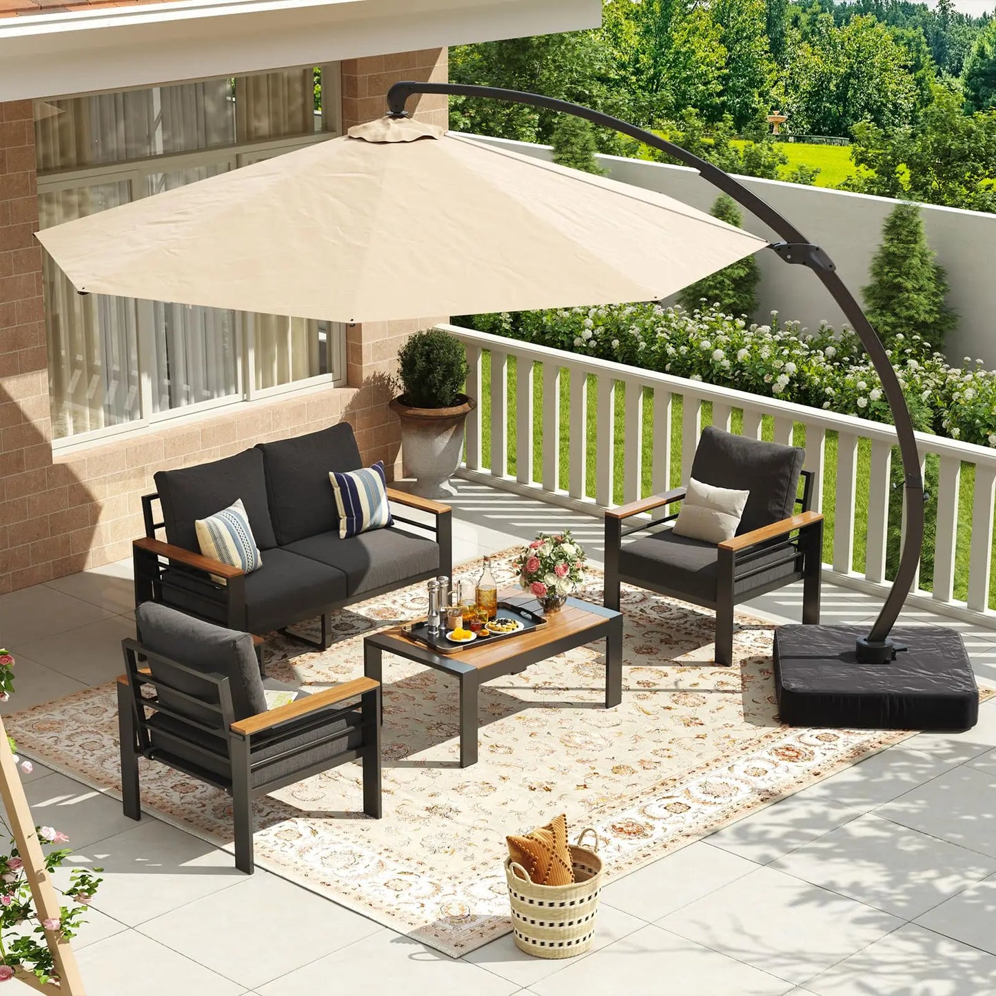 7‑Seat Aluminum Patio Furniture Set – Oversized Outdoor Sectional with Washable Thick Cushions & Coffee Table