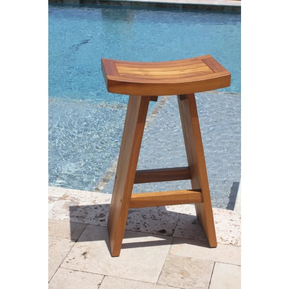 30" Teak Bar Stool – Solid Wood Counter‑Height Seating