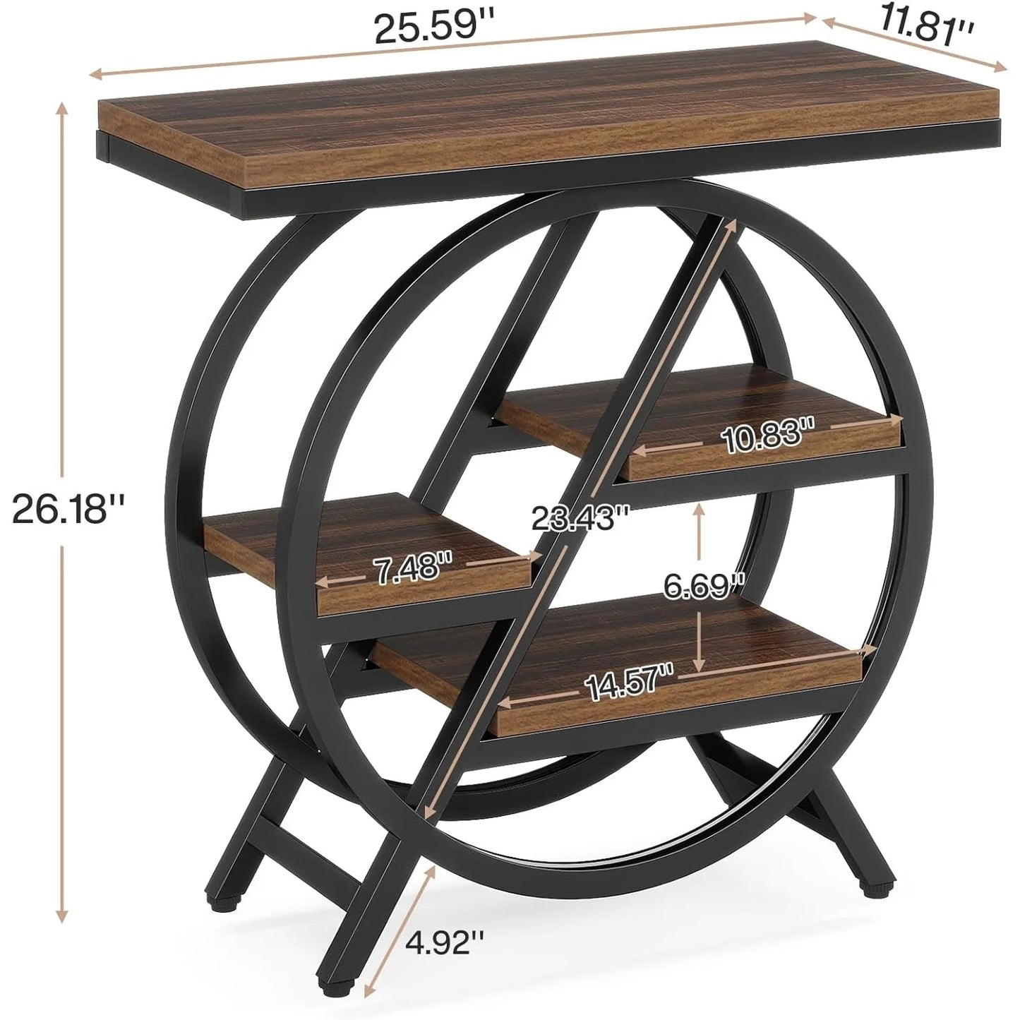3-Tier Geometric Side Table with Storage