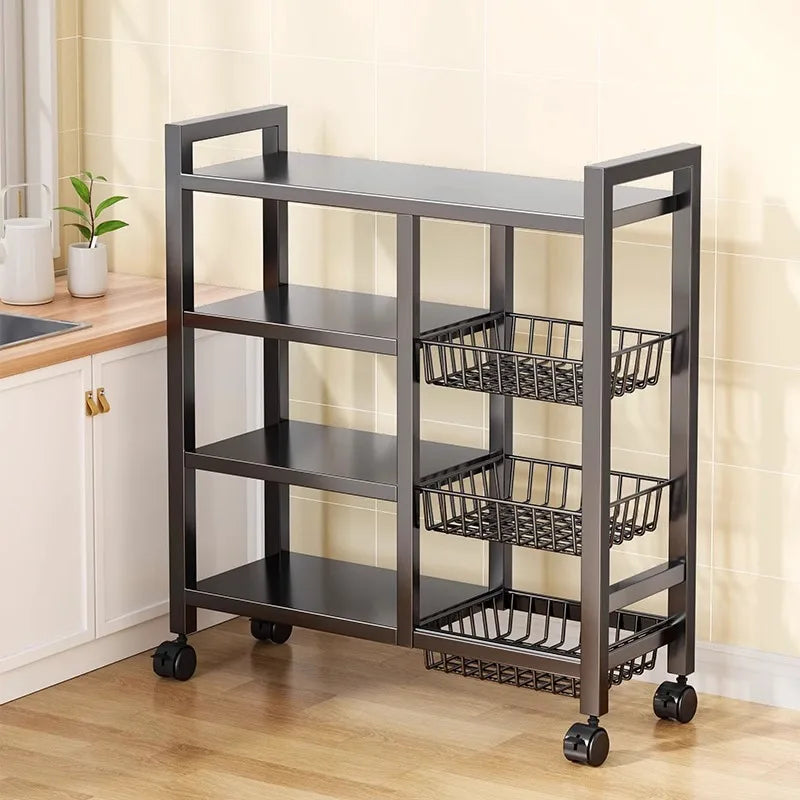 4‑Tier Removable Cabinet Storage Rack – Black Metal Vegetable & Fruit Organizer