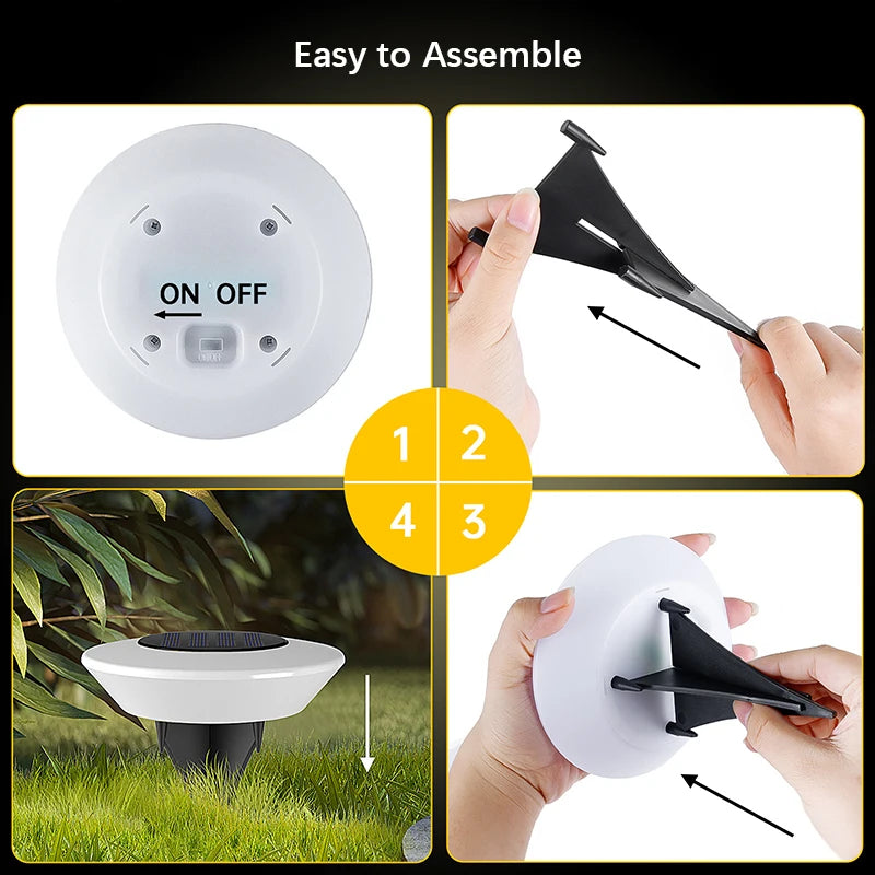 Solar Outdoor Lights, Waterproof Lawn Lamps 360° Floor Lighting for Garden, Yard, Driveway and Patio