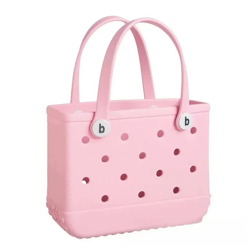 Waterproof  Rubber Mini Beach Bag - Summer Pool Storage Basket
