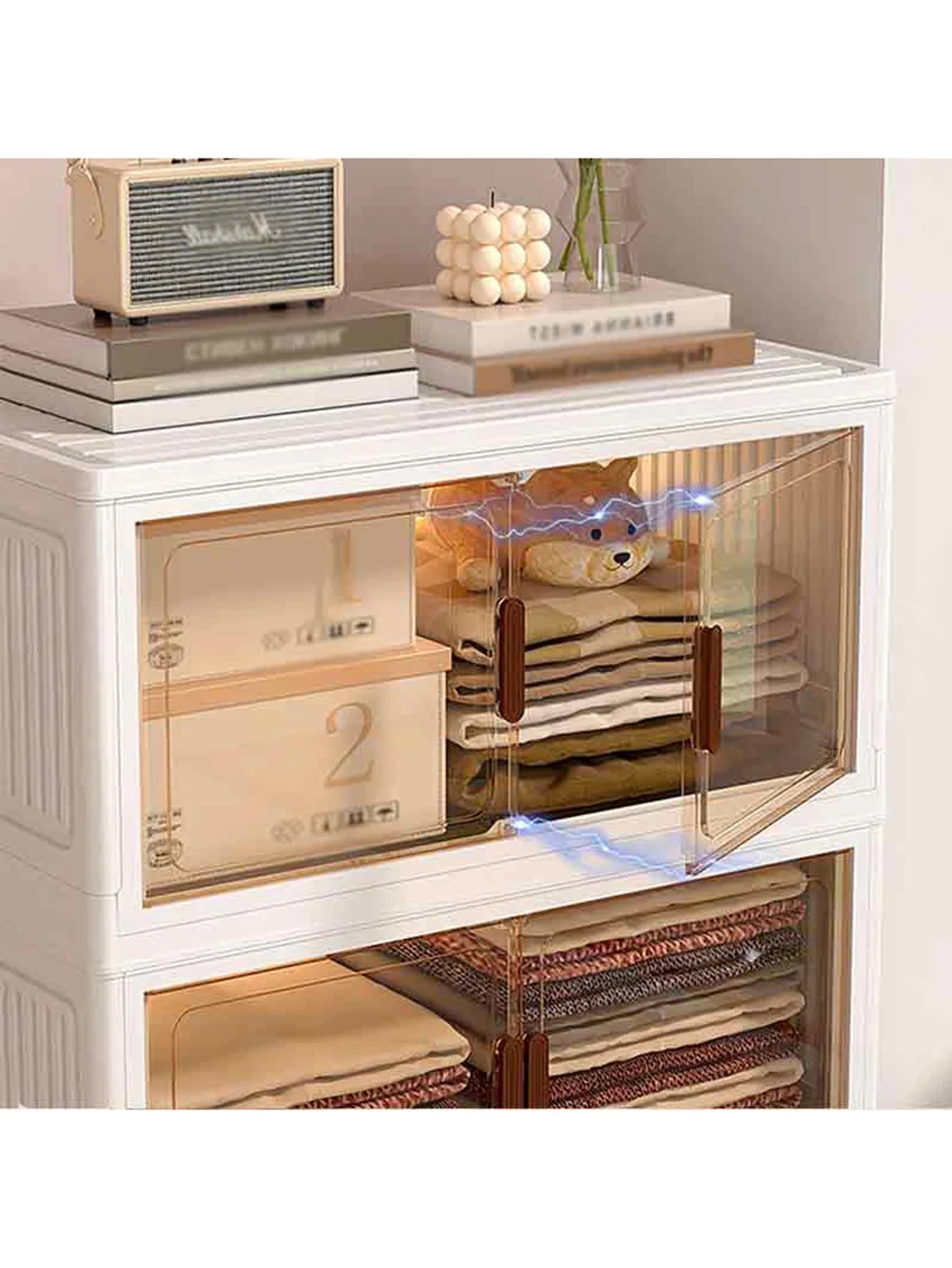 5 level Versatile Folding Storage Cabinet with Magnetic Doors - Dustproof, Waterproof