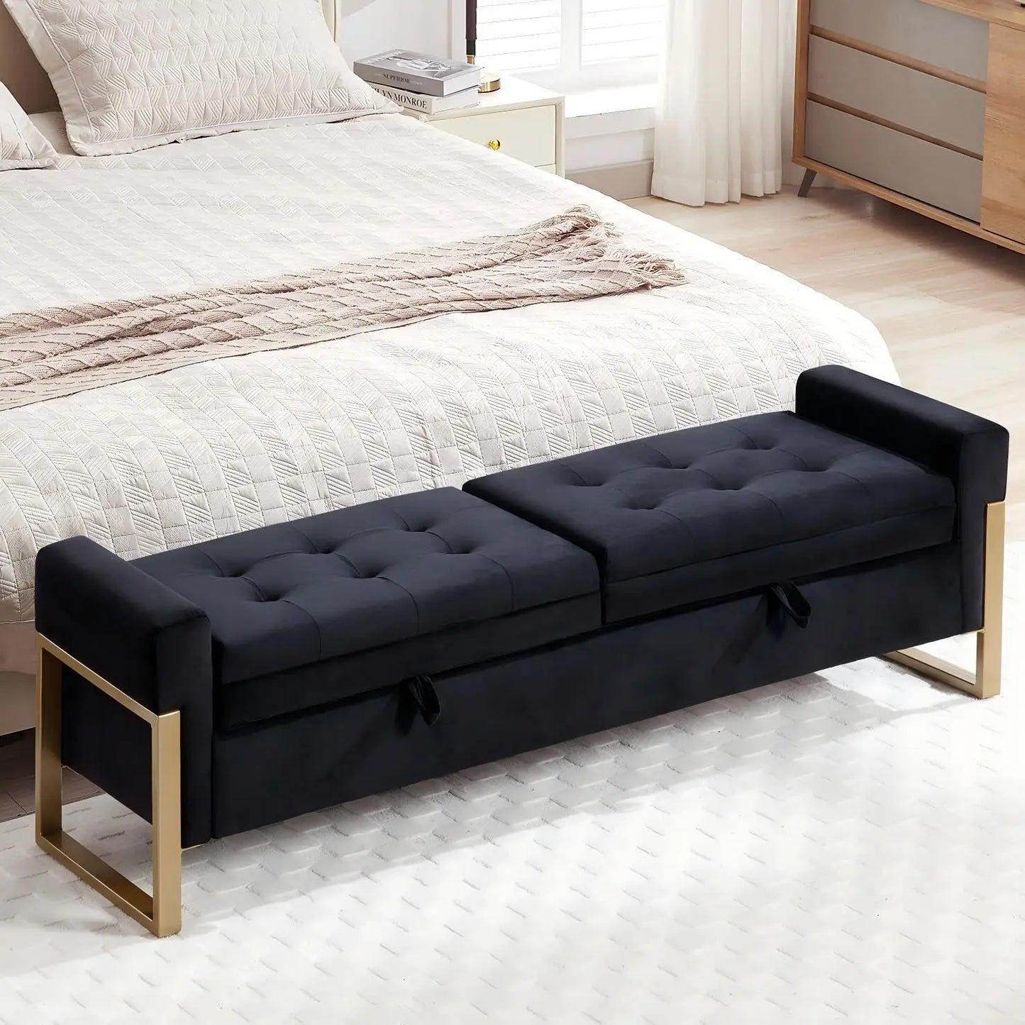 67" Storage Bench, Double Lids Storage