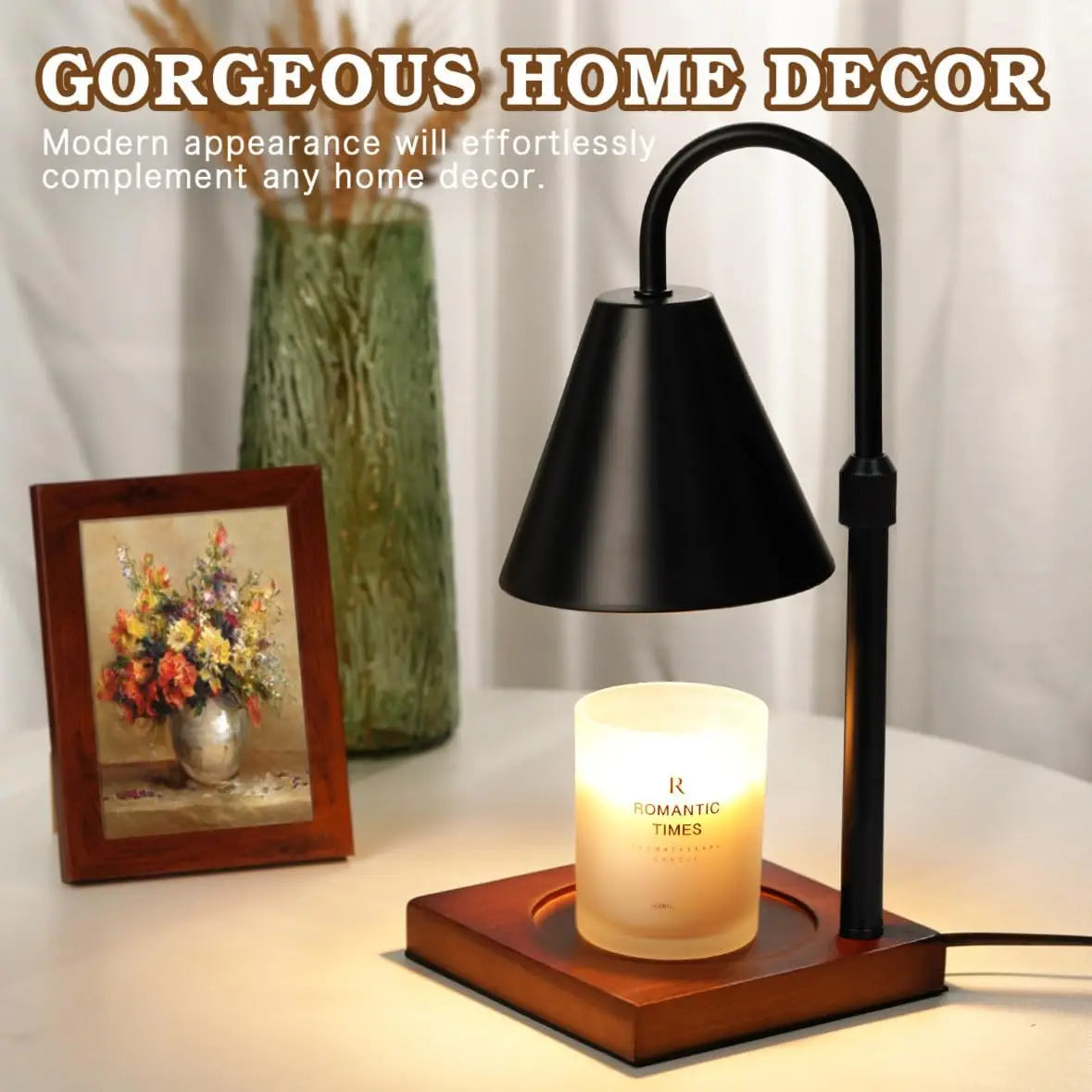 Dimmable Candle Warmer Lamp with Timer – Adjustable Height, Soft Ambient Glow