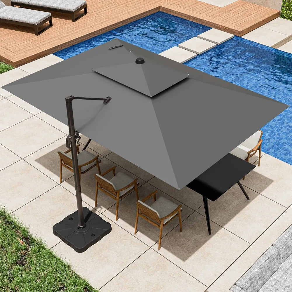 9x12FT Cantilever Patio Umbrella - Heavy Duty Double Layer Offset Design with 360° Rotation