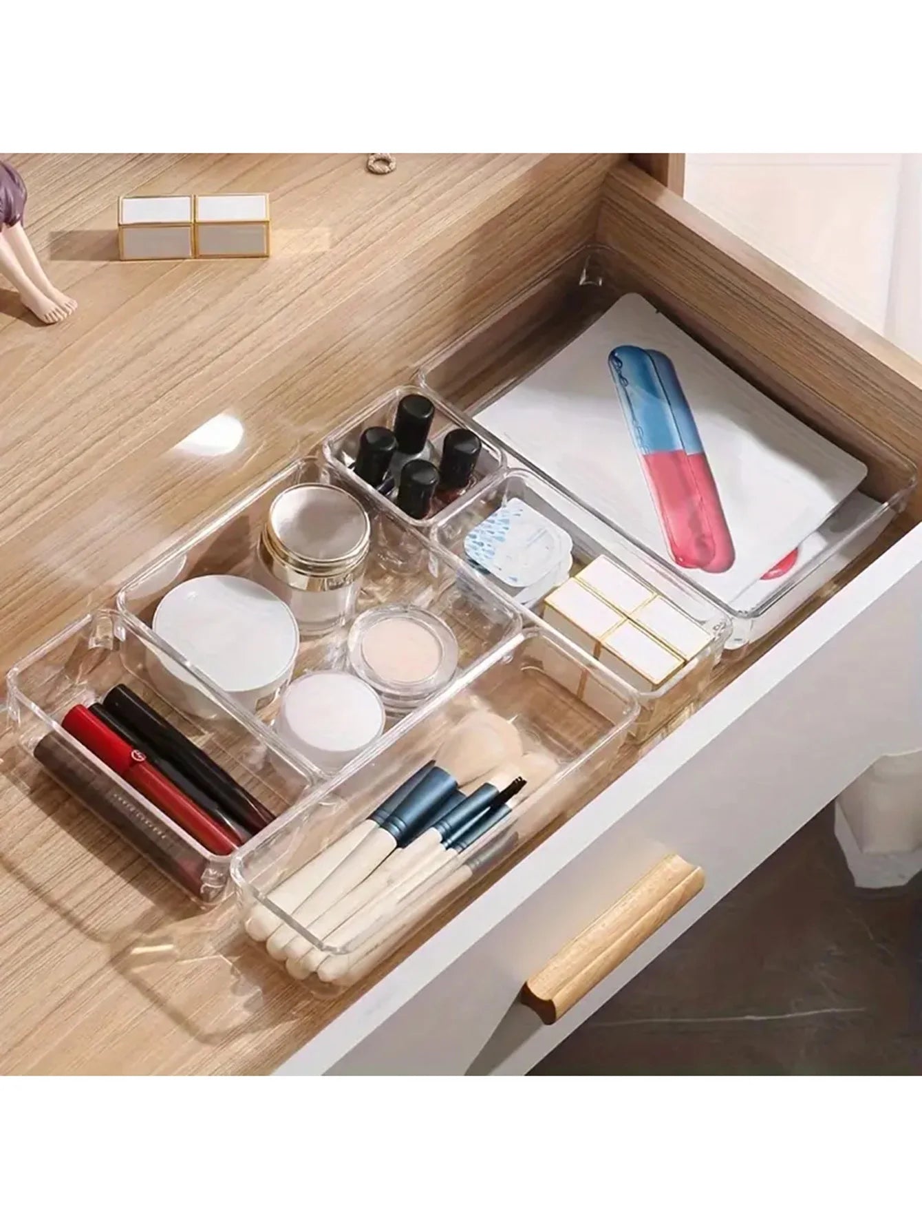 44-Piece Multi Use Clear Tray Organizers