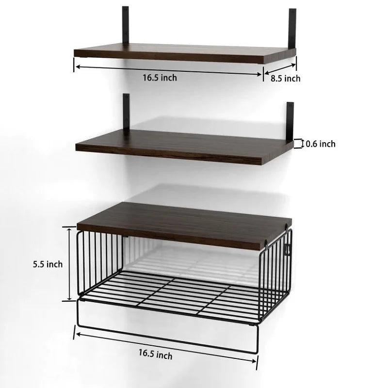 Wall Mounted Floating Shelves 3 Wood Shelves