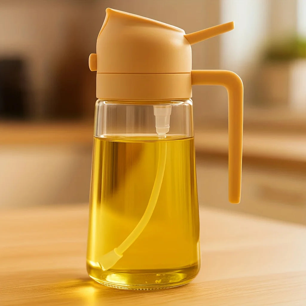 4-Pack Glass Oil Spray Bottles, Dual-Use Spray & Pour, Drip-Proof, Easy to Clean