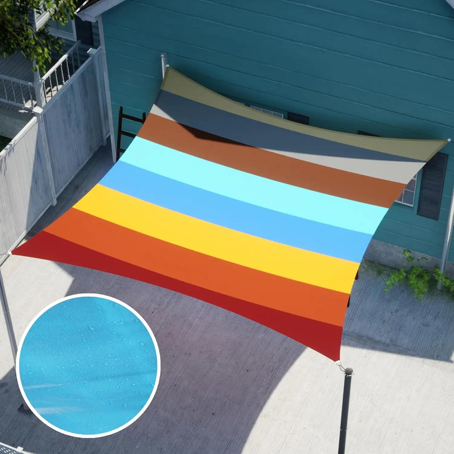 10×20 ft Turquoise Sun Shade Sail – Waterproof UPF50+ Outdoor Canopy for Patio, Backyard & Pool