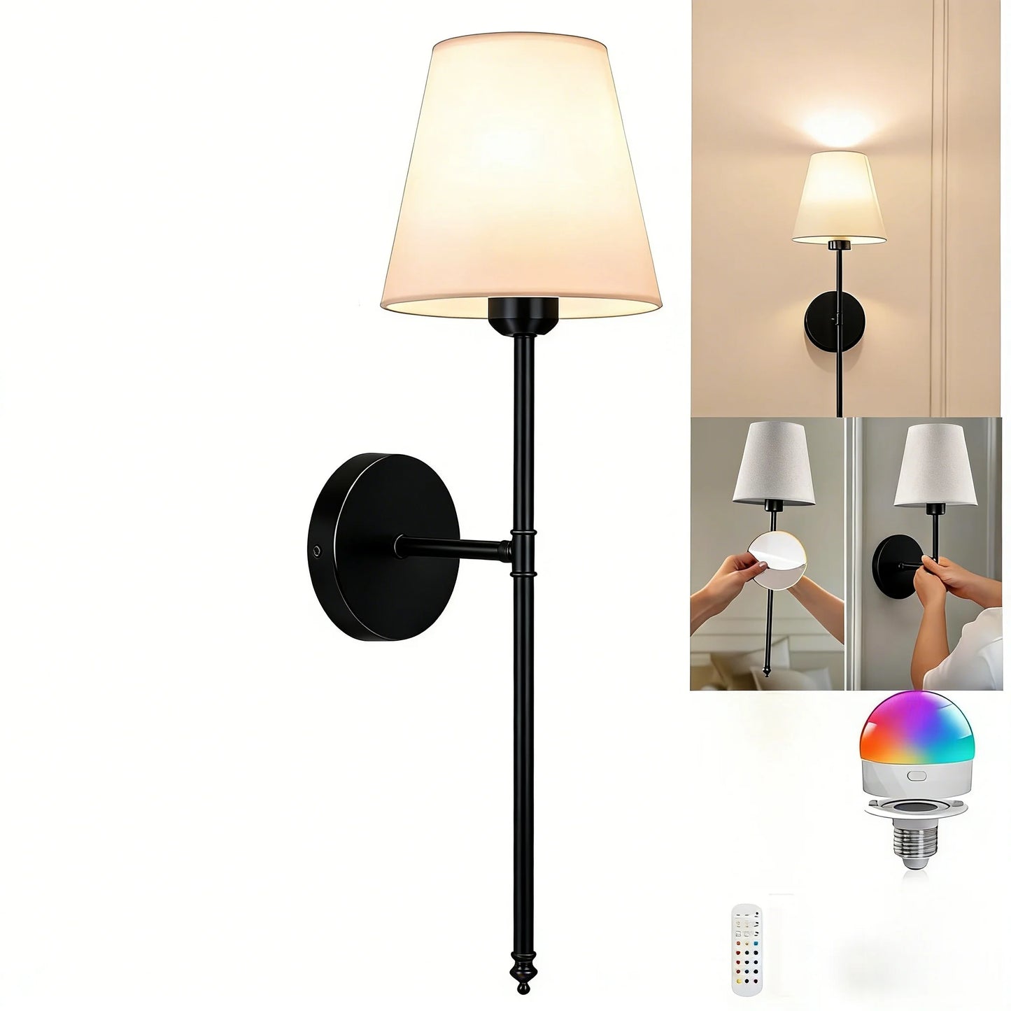 Cordless LED Wall Sconces – Battery‑Powered, Adhesive‑Mounted Wall Lights for Easy No‑Drill Installation