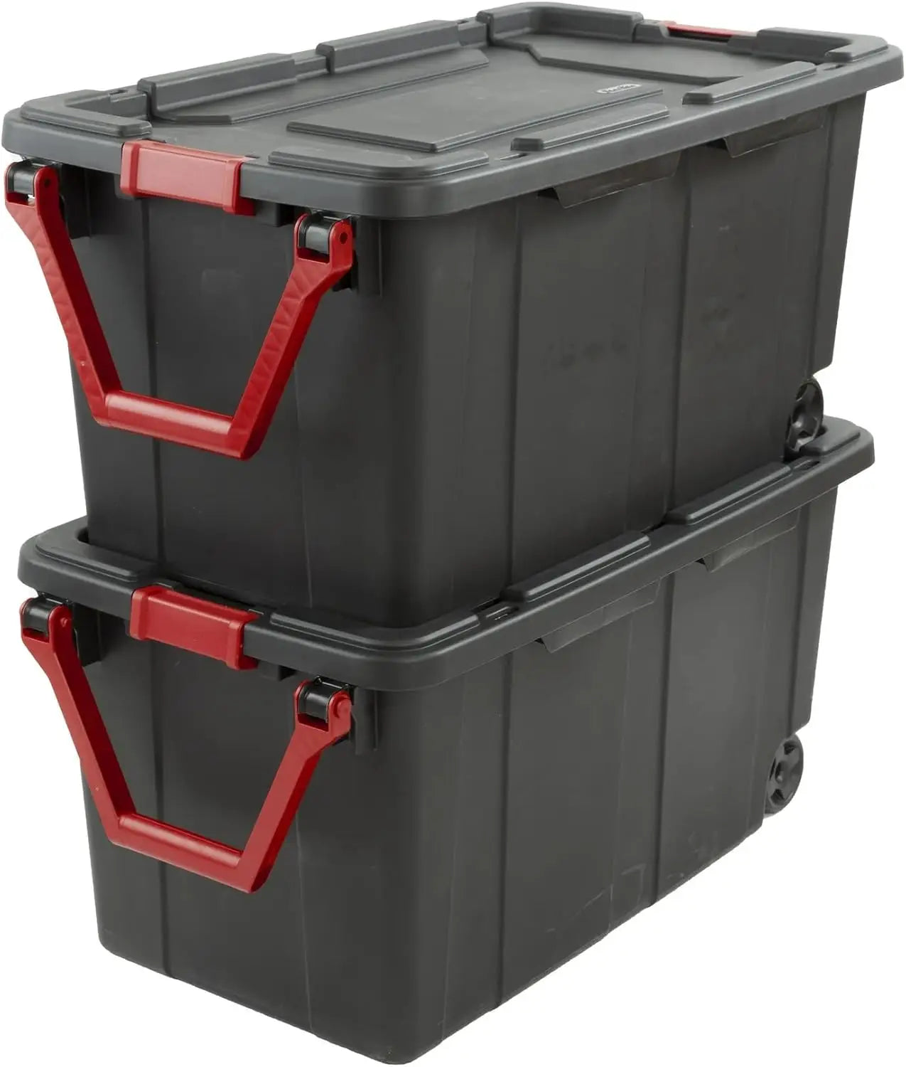40‑Gallon Plastic Storage Box with Wheels – Heavy‑Duty Industrial Tote (2‑Pack)