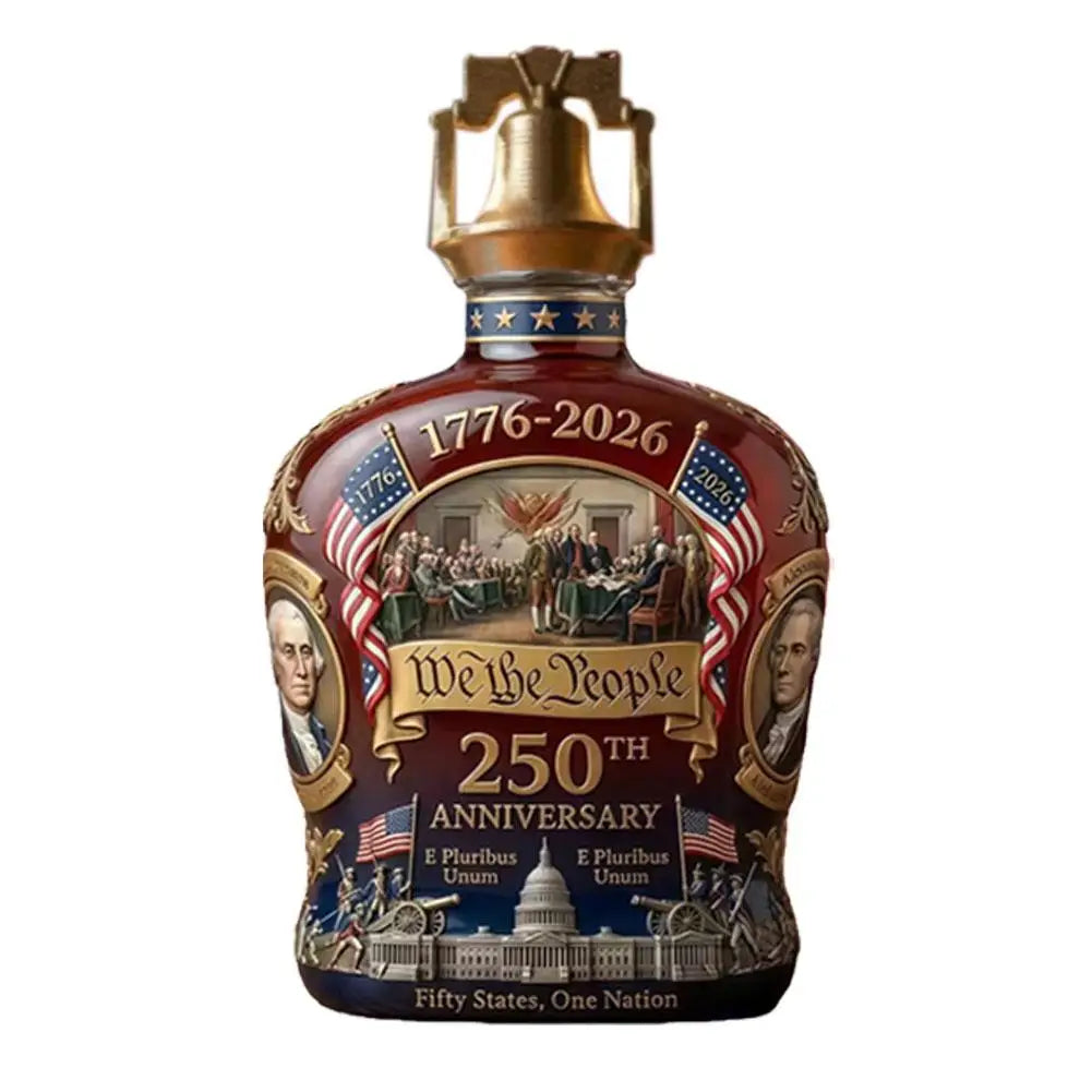 Beautifully Designed U.S. 250th Anniversary Commemorative Whiskey Bottle And Water Cup Used For Commemorative Collection