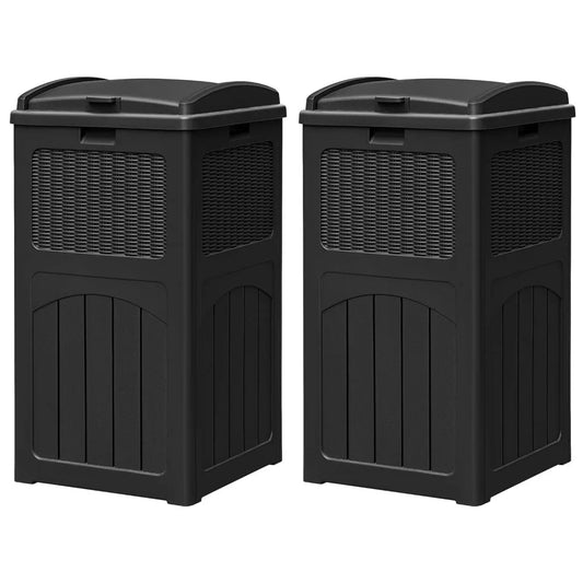 35‑Gallon Outdoor Trash Can Set (2‑Pack) – Weather‑Resistant Resin Waste Bins with Latching Lids for Yard & Patio