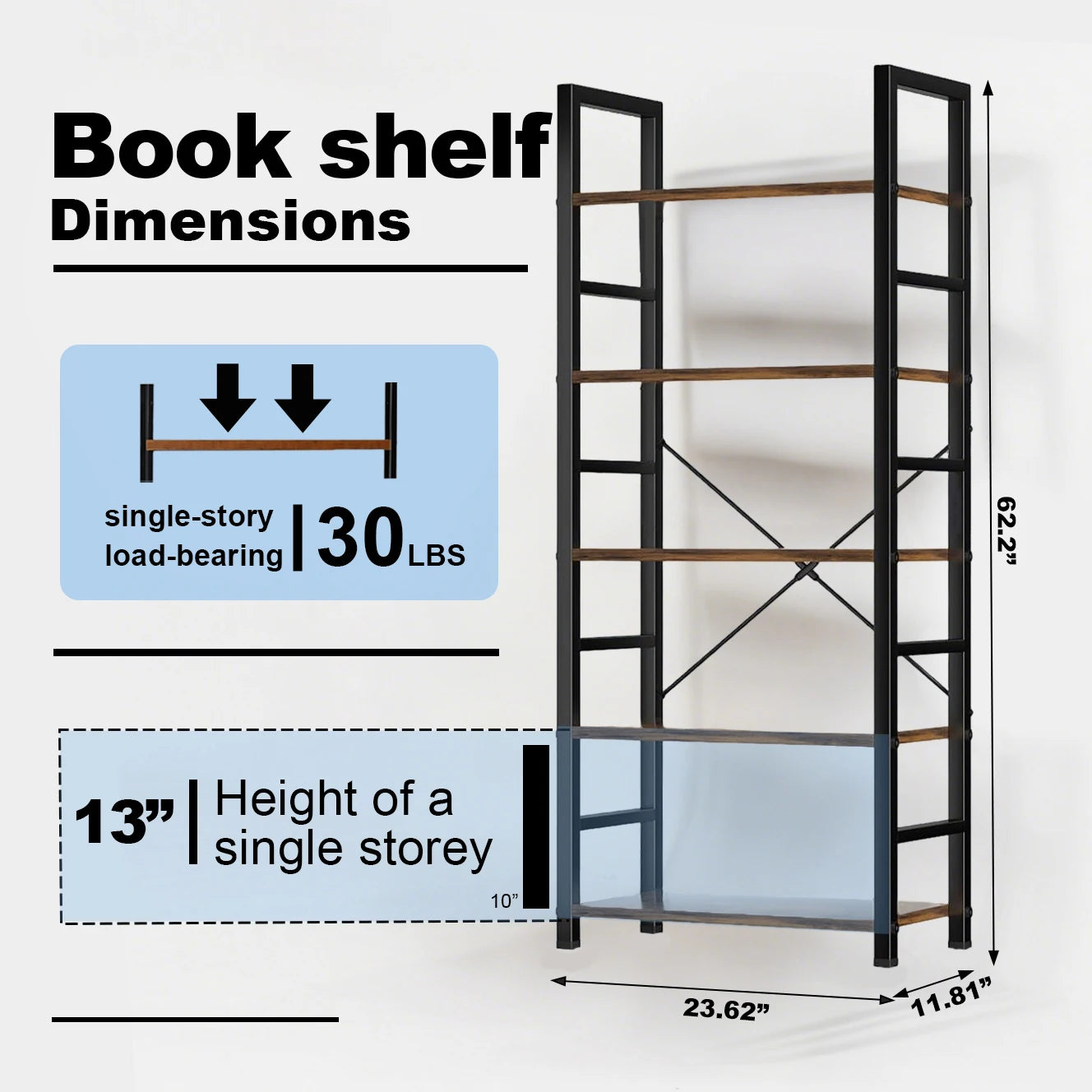 Modern Tall Storage Bookshelf | Multi-Tier Display Case & Corner Organizer