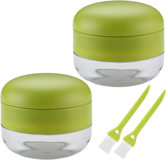 2‑Piece Garlic Press Set – Stainless Steel Blades with Mini Cleaning Brushes (Green)