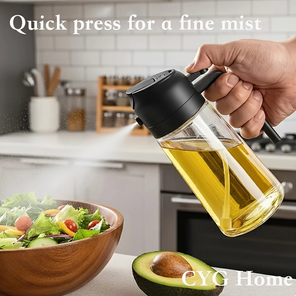 4-Pack Glass Oil Spray Bottles, Dual-Use Spray & Pour, Drip-Proof, Easy to Clean