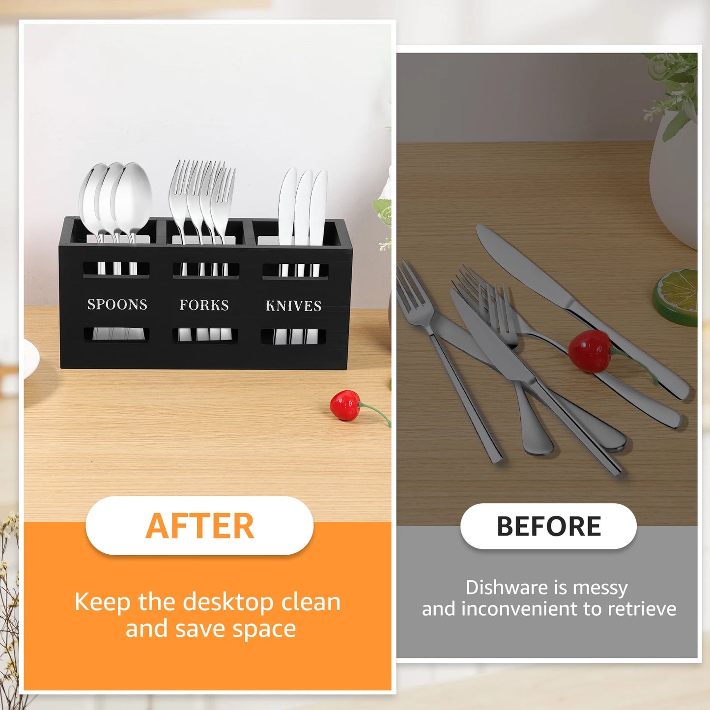 Wood Utensil Caddy With Handles