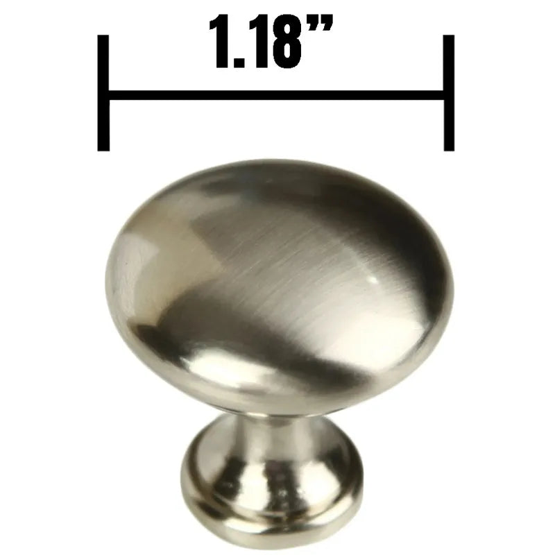 Brushed Nickel Round Mushroom Knob, Steel, 2 pack